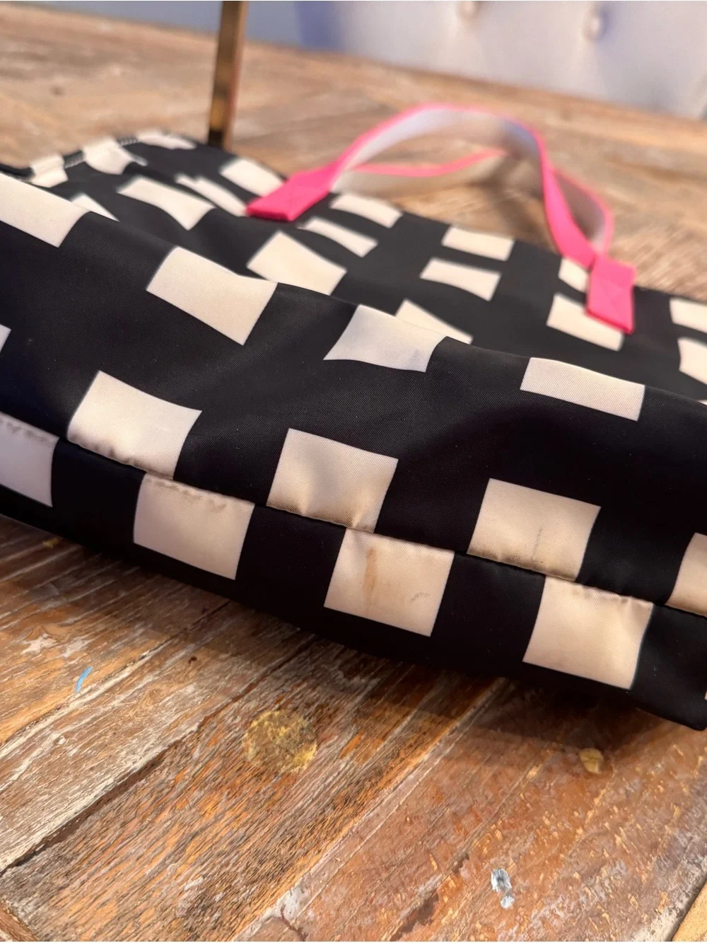 Kate Spade Checker Bag  with Pink Handles